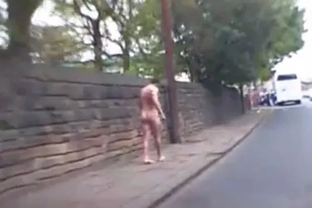 Walking Down Street Naked cougar smoking