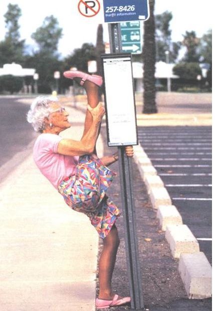 old lady doing splits