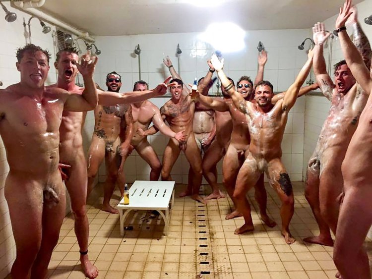 Hot Naked Men Showering mask party