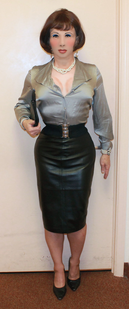 andrew kolk recommends Satin Blouse Leather Pencil Skirt
