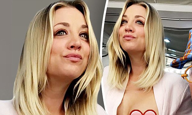 kaley cuoco shows boob