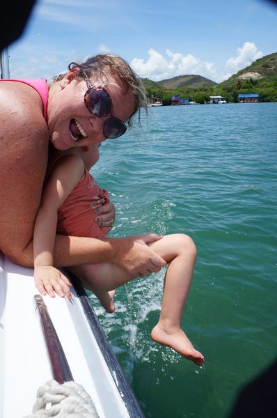 girl peeing on boat