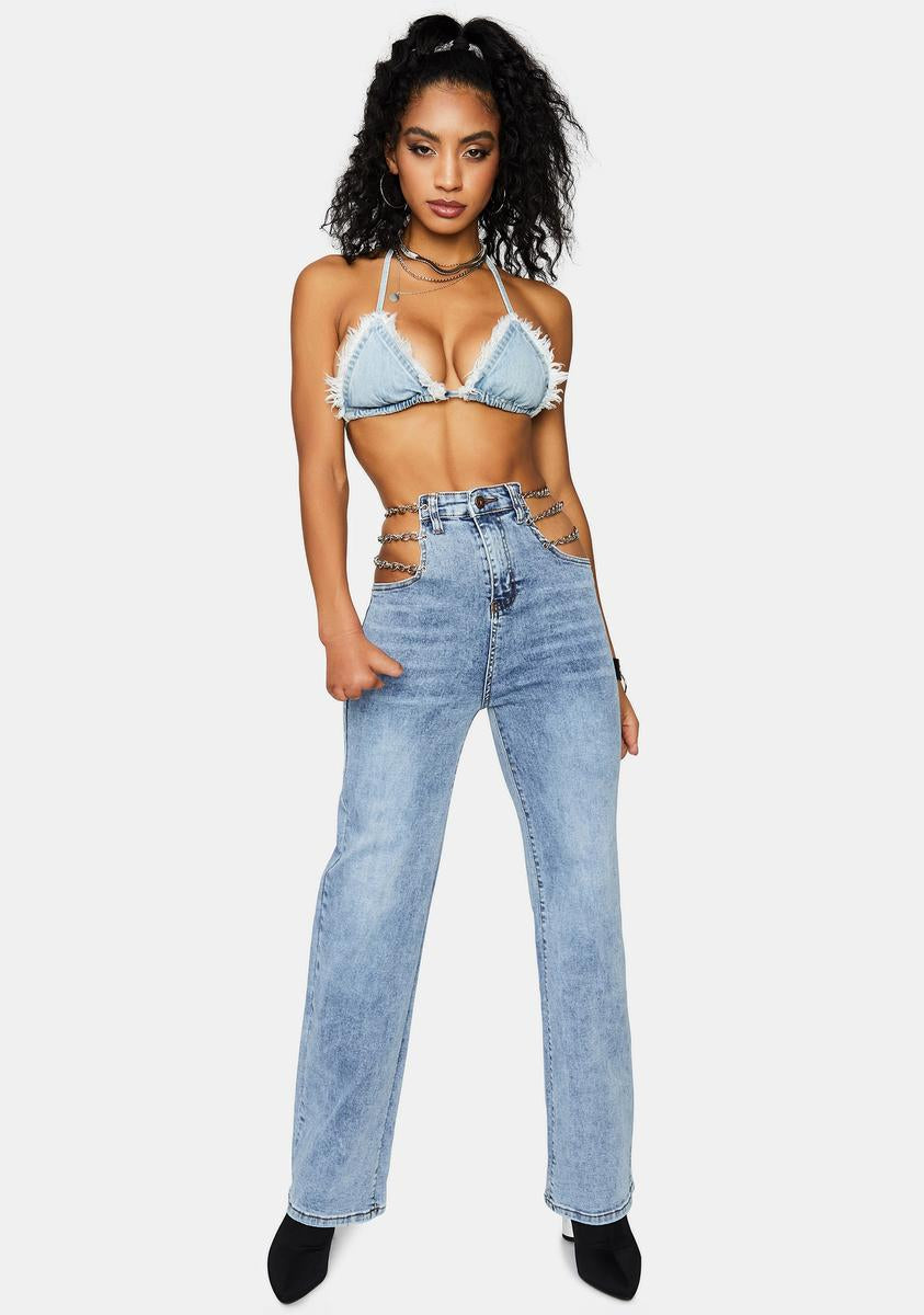 jeans with chains on the hips