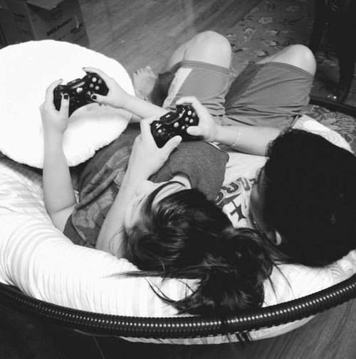 Best of Relationship goals couples cuddling while playing video games