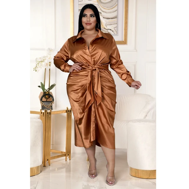 bob khairul recommends Brown Satin Dress Plus Size