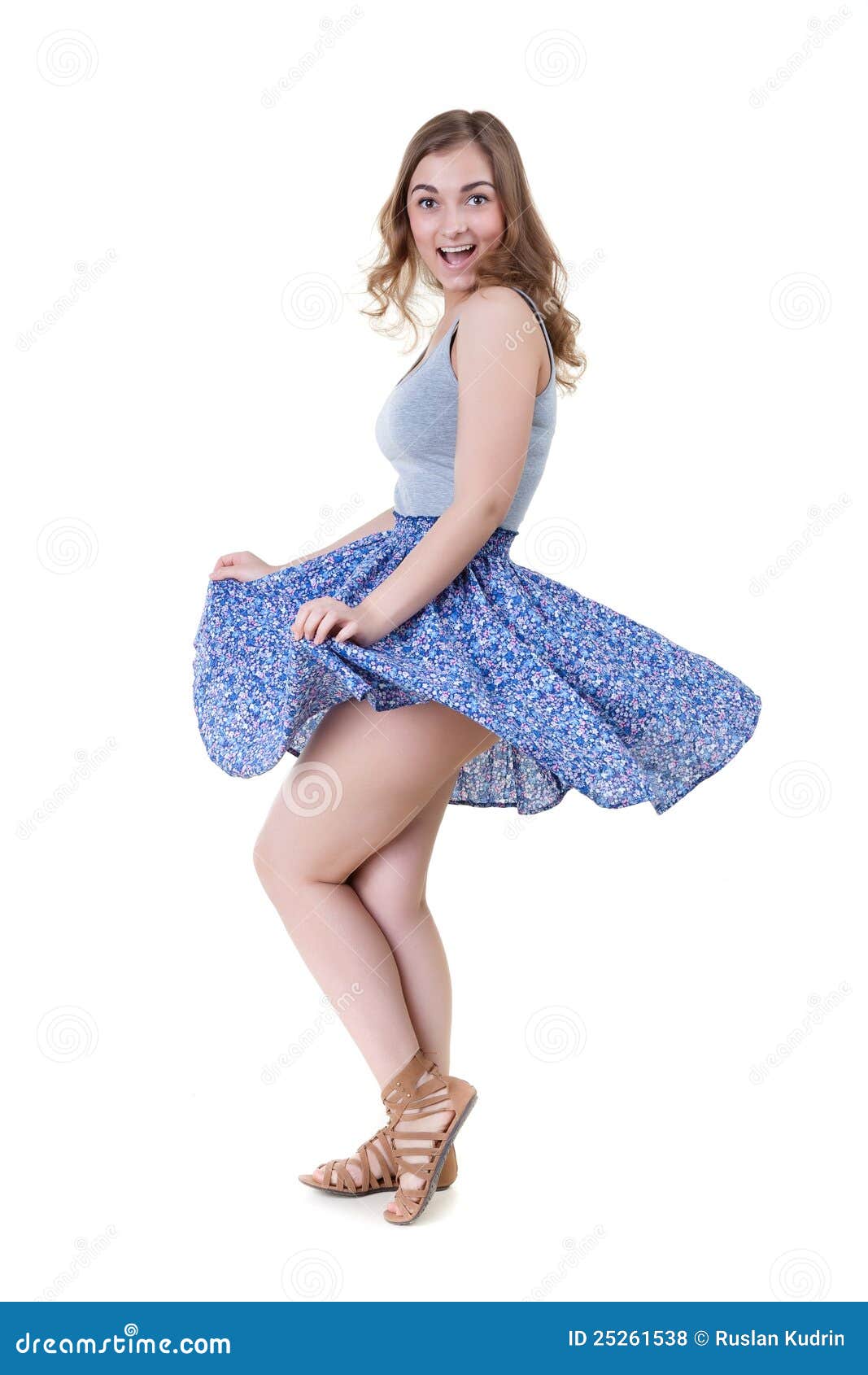 girl lifts up dress