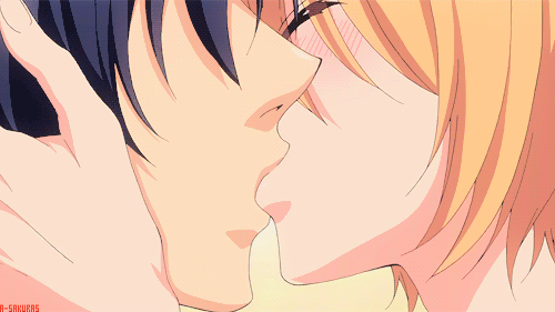 anime neck kiss gif