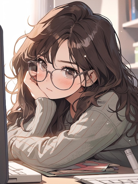 girl with glasses anime