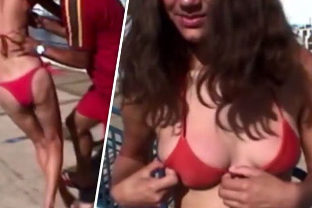 Bikini Pulled Off Prank pornstar gif