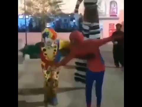 spiderman and joker dancing