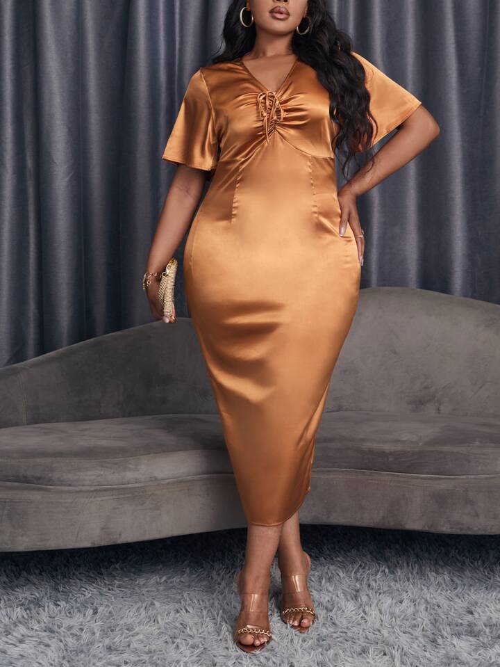 becky prior add brown satin dress plus size photo