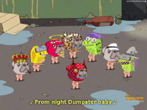 Prom Night Dumpster Baby Gif clover whispers