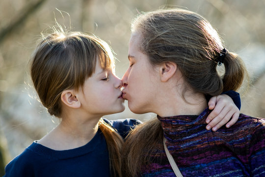 Best of Real mother daughter kissing