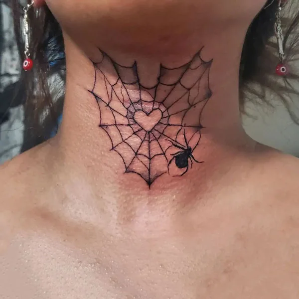 charmaine rumble share spider web throat tattoo photos